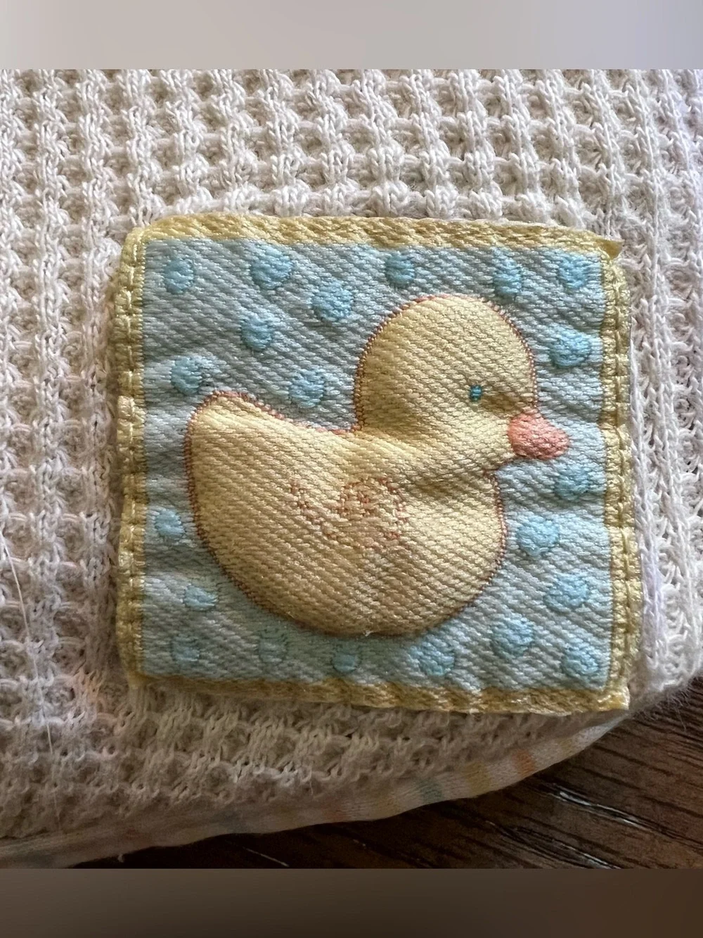 Vintage Tykes by Carter's Yellow Thermal Duck Patch Stripe Trim Baby Blanket
